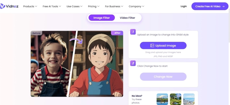 AI Anime Filter Vidnoz Gen