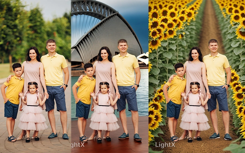 AI Family Portrait with Different Outfits