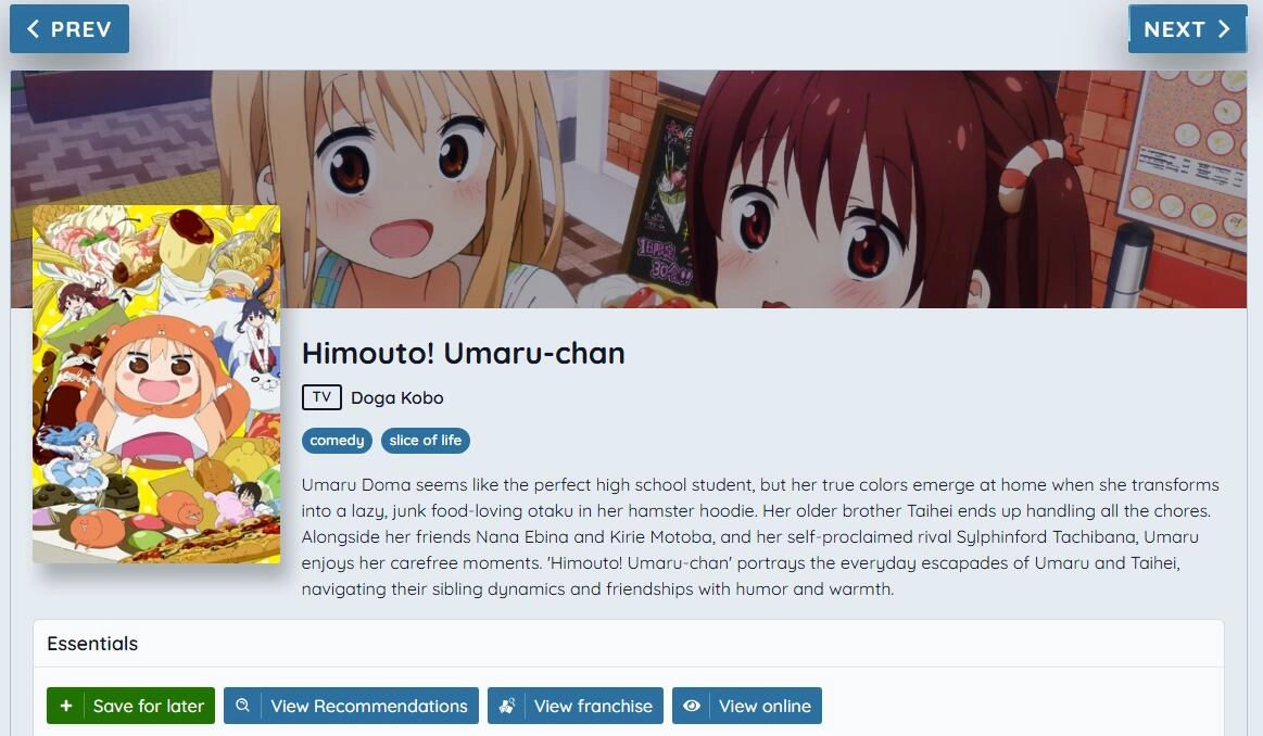 AniBrain Random Anime Generator Result