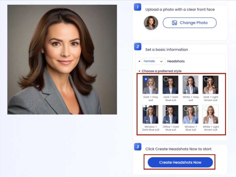 Choose Style and Generate Headshot