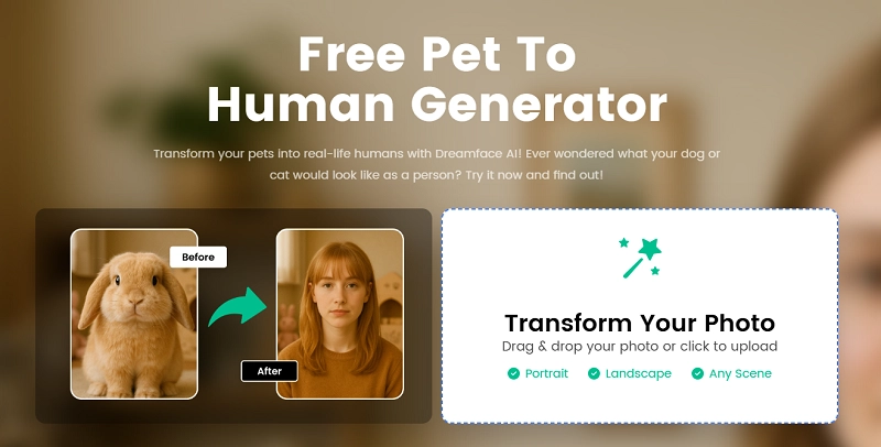 Dreamface Free Pet to Human Generator