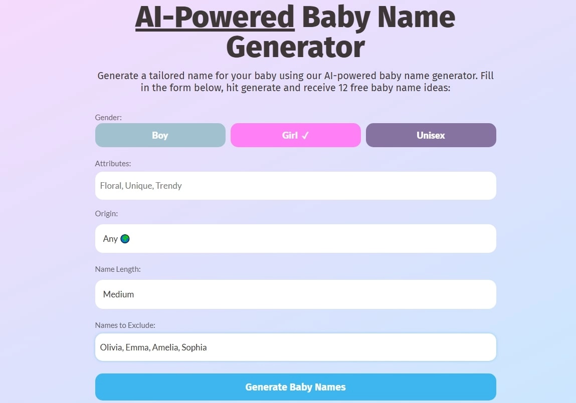 Namemybaby Baby Name Maker AI
