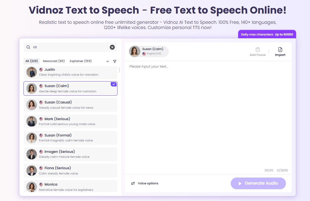 Various American Accent Voice Generator