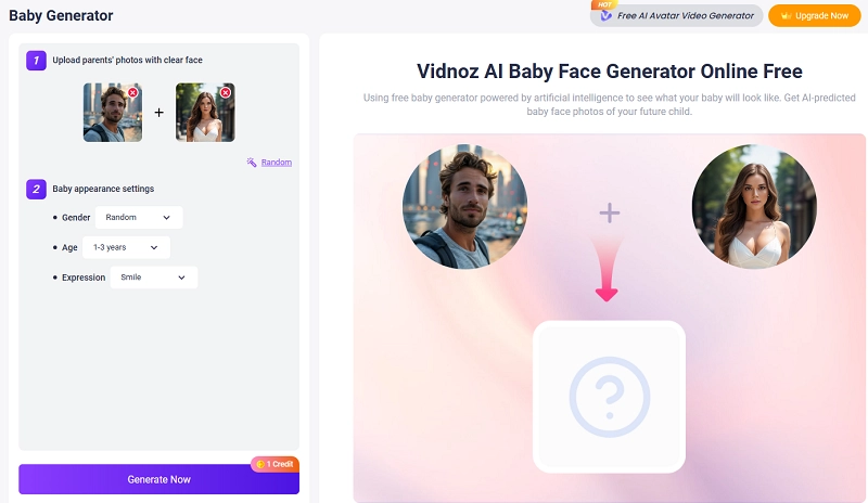 Vidnoz AI Baby Face Calculator